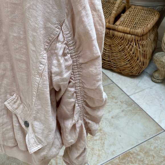 Free People blush Ruched Linen Spring Jacket - Picture 5 of 8